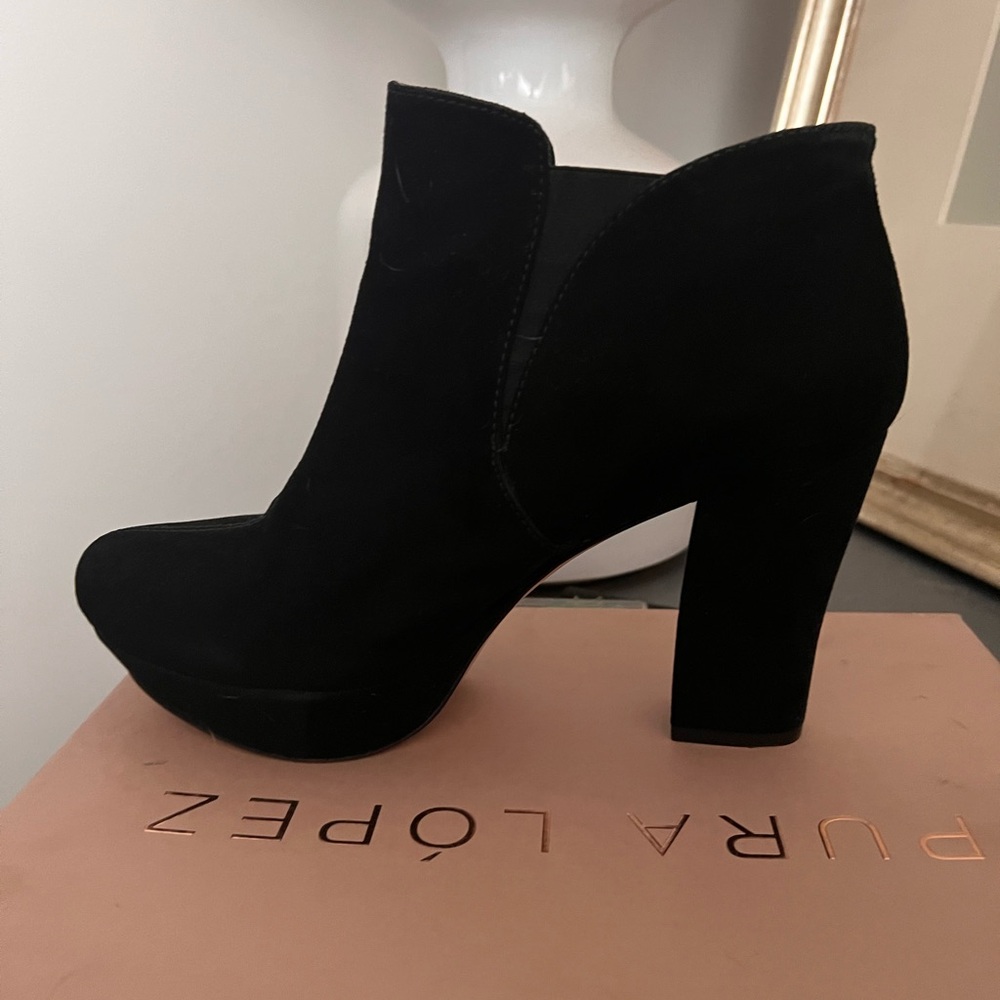 Pura Lopez Black Heeled Boots Sleek Suede